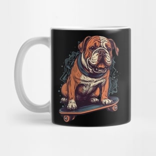 Bulldog on a skateboard Mug